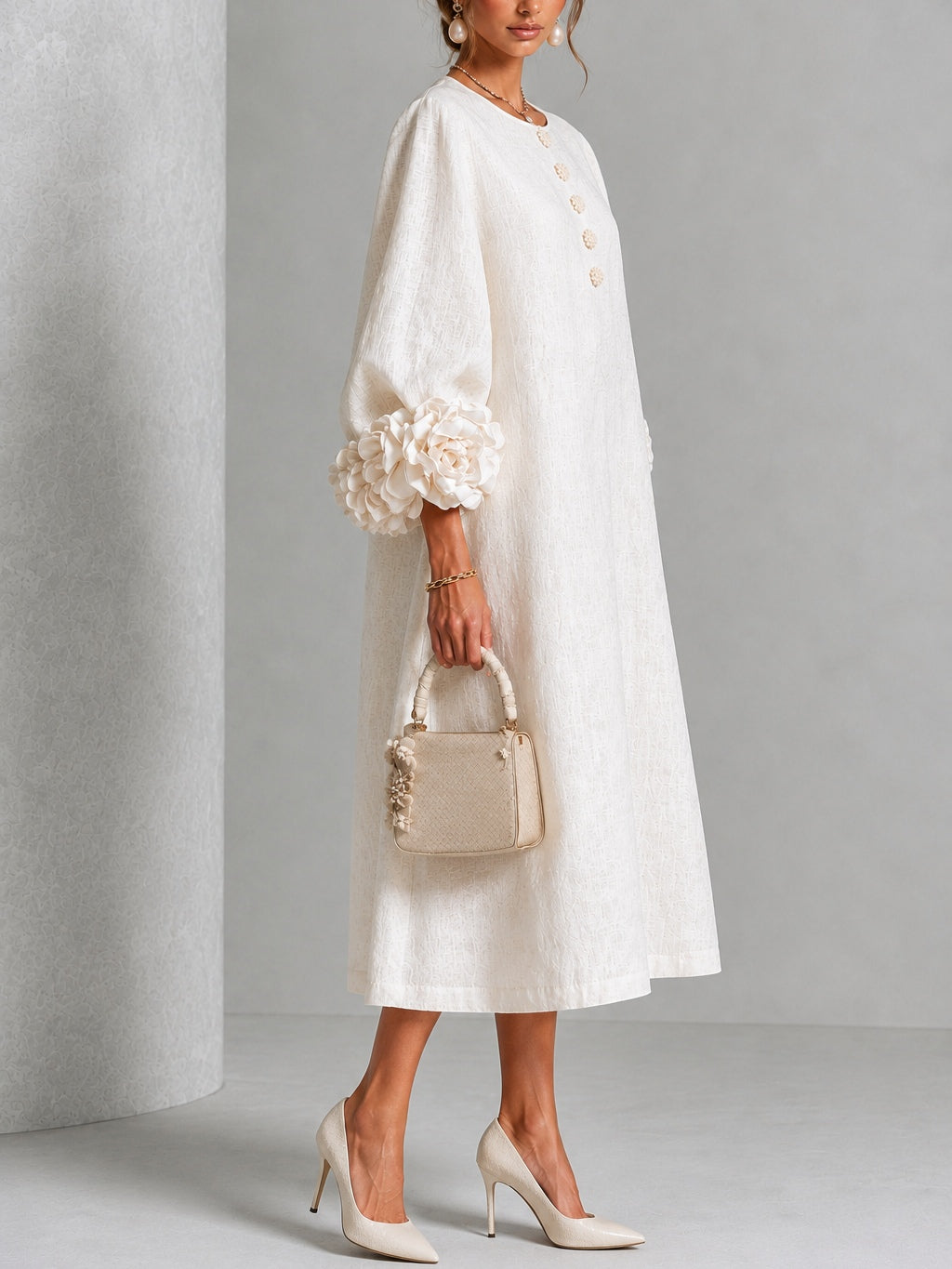 Blanche | Floral Button Midi Dress