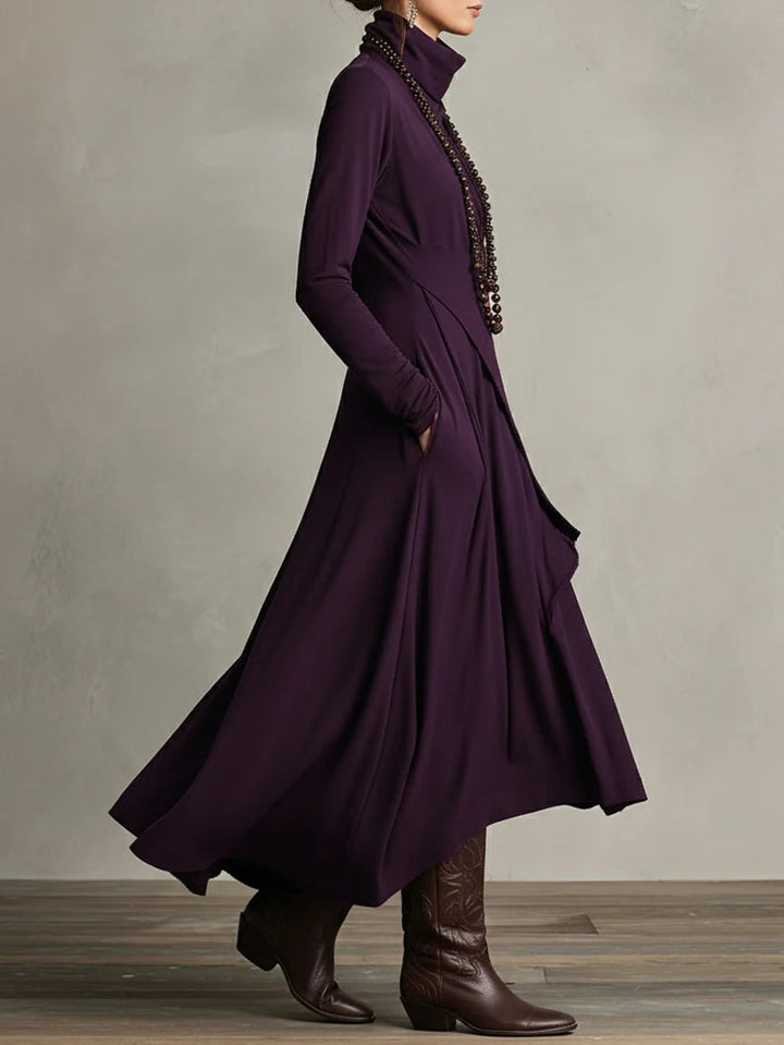 Arielle | Asymmetric Drape Turtleneck Dress
