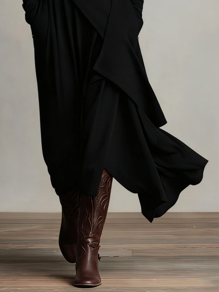 Arielle | Asymmetric Drape Turtleneck Dress
