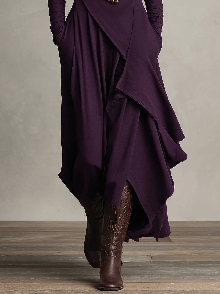 Arielle | Asymmetric Drape Turtleneck Dress