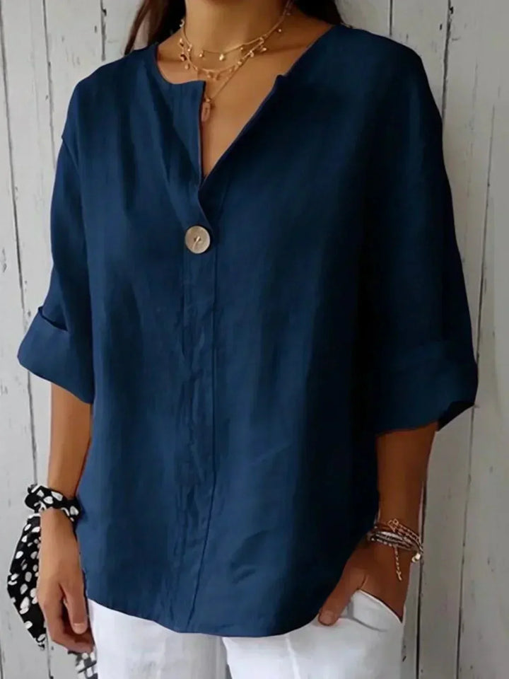 Vivienne | 100% Linen Relaxed V-Neck Top