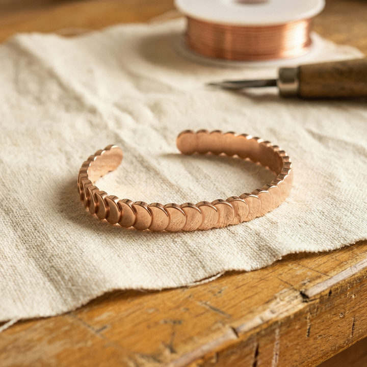 Tide | Scale-Pattern Copper Bangle