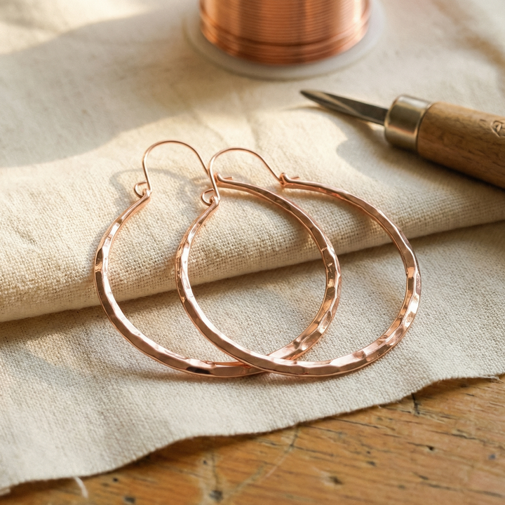 Willow | Faceted Copper Hoop Earrings