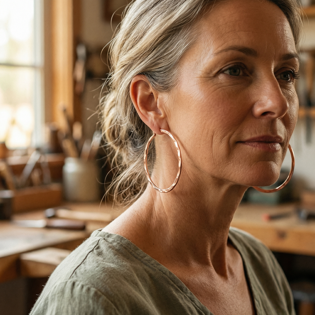Willow | Faceted Copper Hoop Earrings