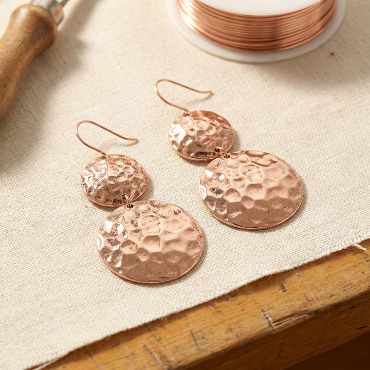 Solstice | Hammered Double Disc Earrings