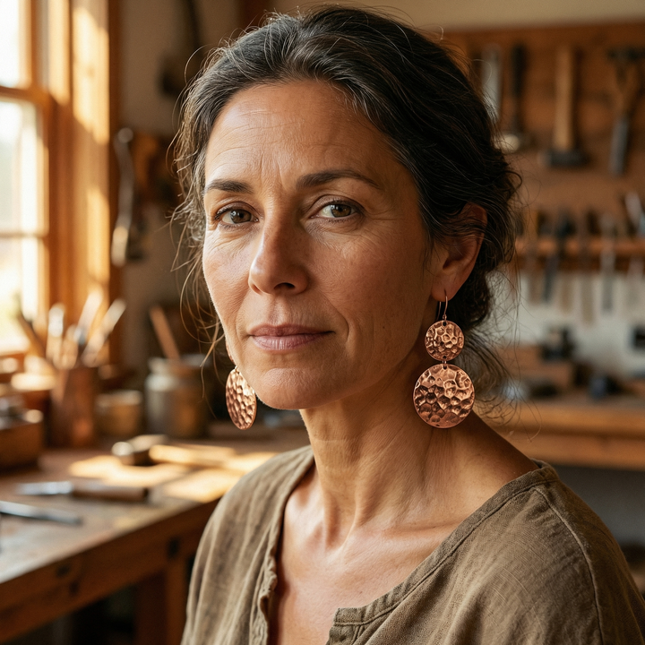 Solstice | Hammered Double Disc Earrings