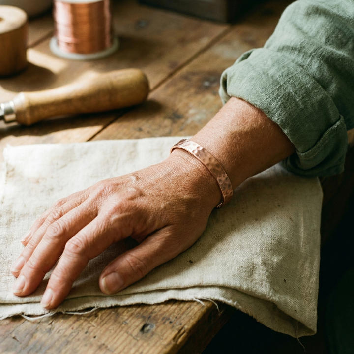 Lodestone | Slim Hammered Copper Bangle