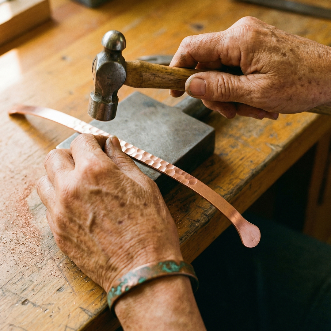 Lodestone | Slim Hammered Copper Bangle