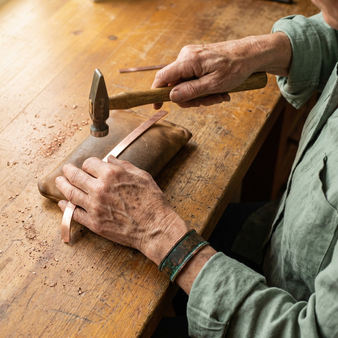 Jade | Jade-Inlaid Copper Bangle