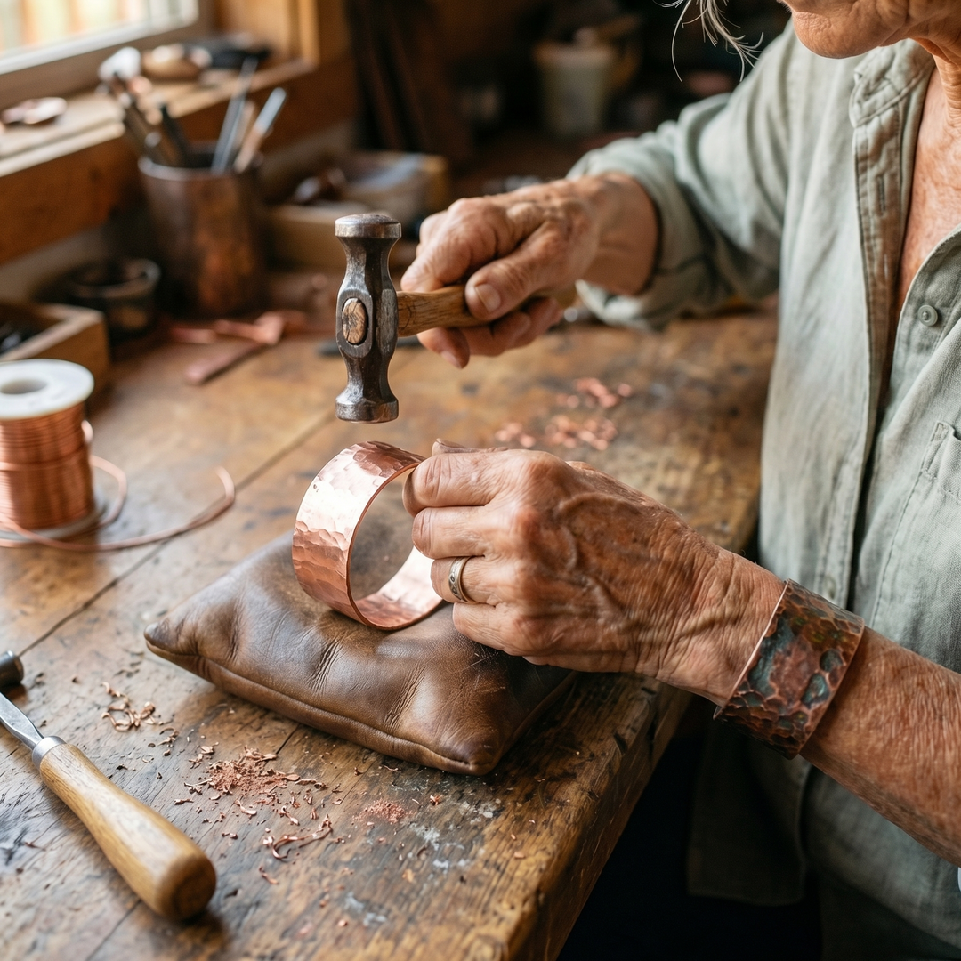 Anvil | Wide Dotted Copper Cuff