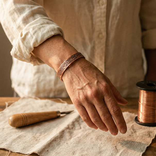 Moss | Botanical Engraved Copper Cuff
