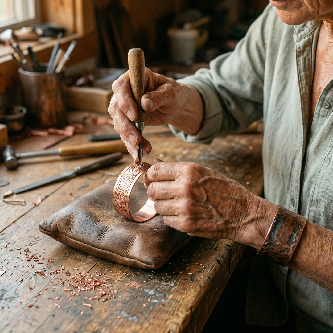 Drift | Letter-Engraved Copper Bangle