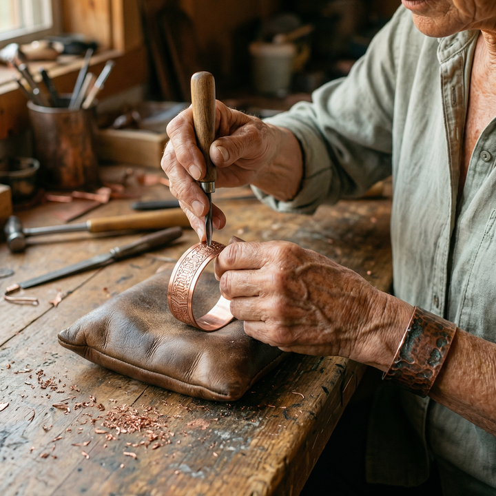 Drift | Letter-Engraved Copper Bangle