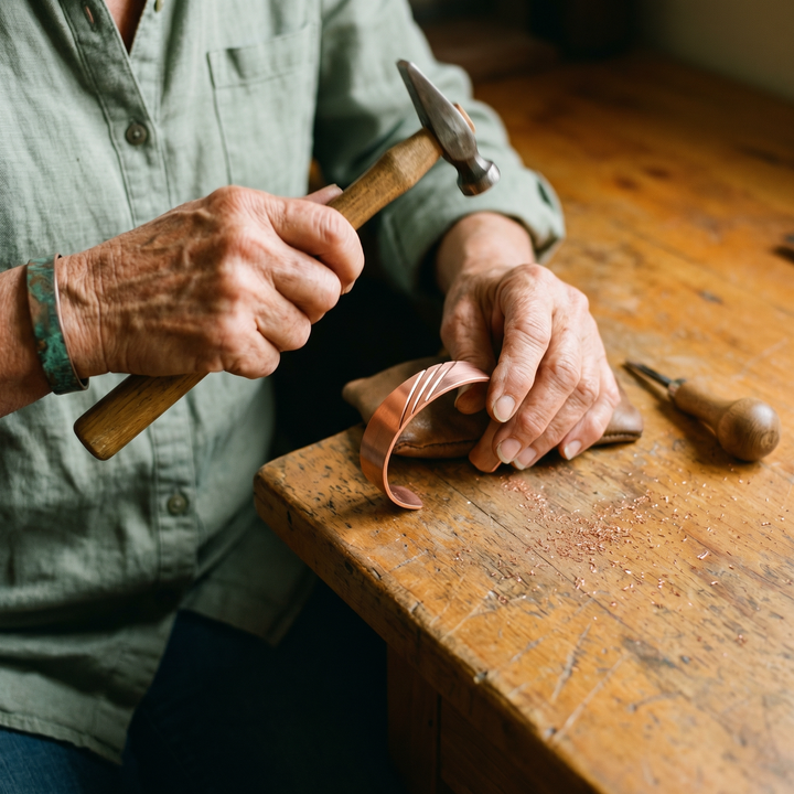 Thorn | Ridged Copper Bangle