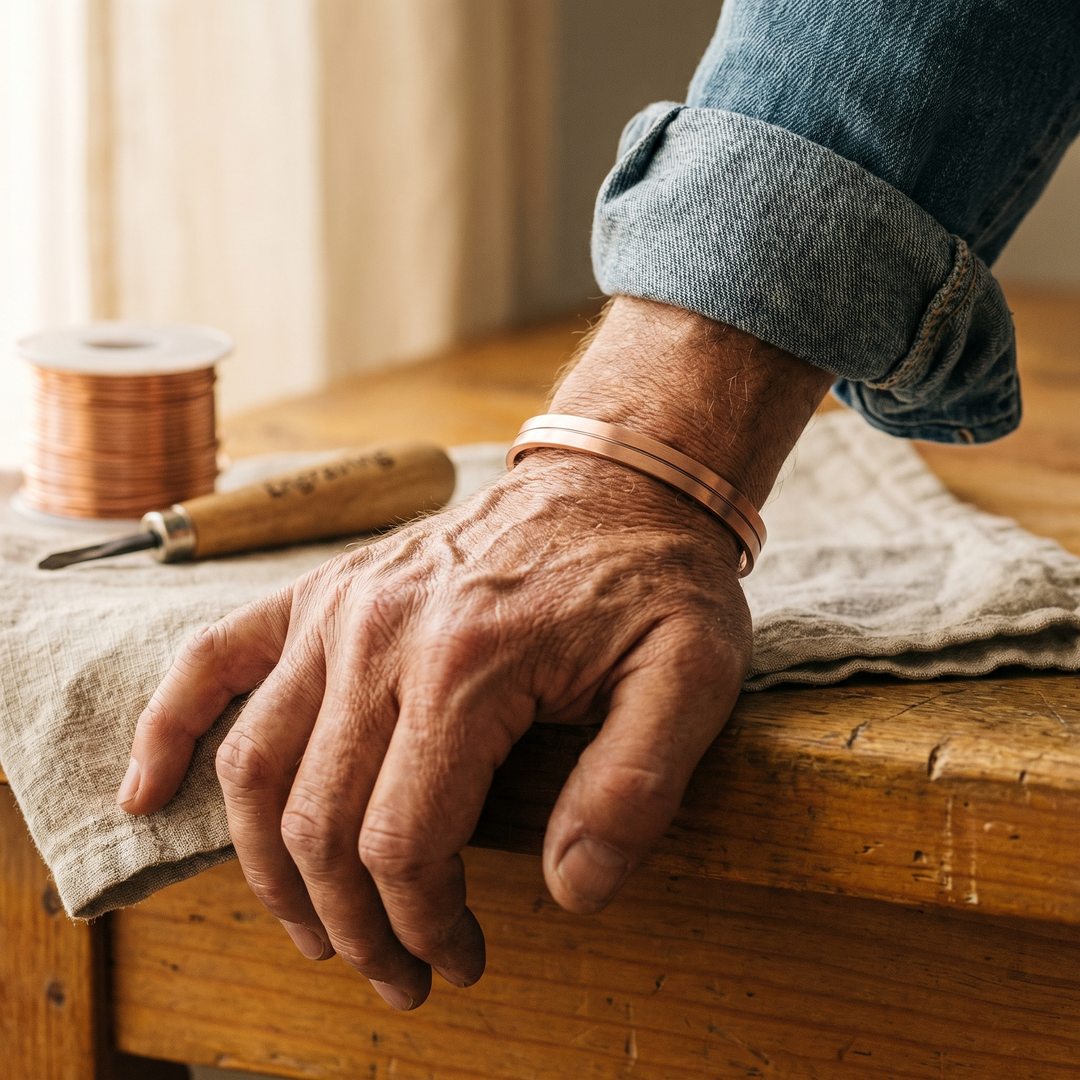 Wick | Simple Double-Groove Copper Bangle