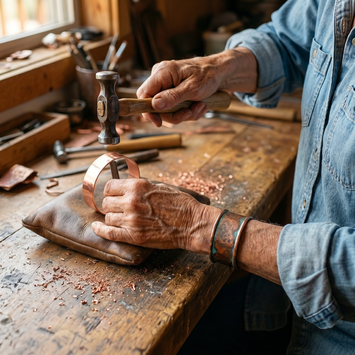Wick | Simple Double-Groove Copper Bangle