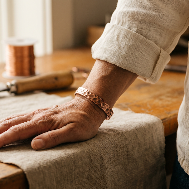 Furrow | Rough-Hammered Copper Cuff