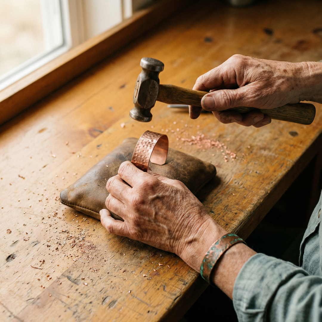 Furrow | Rough-Hammered Copper Cuff