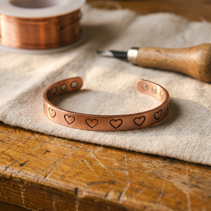 Hearth | Heart-Stamped Copper Bangle