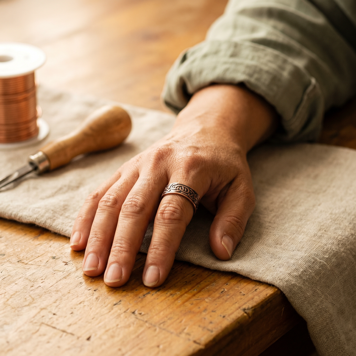 Burr | Scroll-Engraved Copper Ring