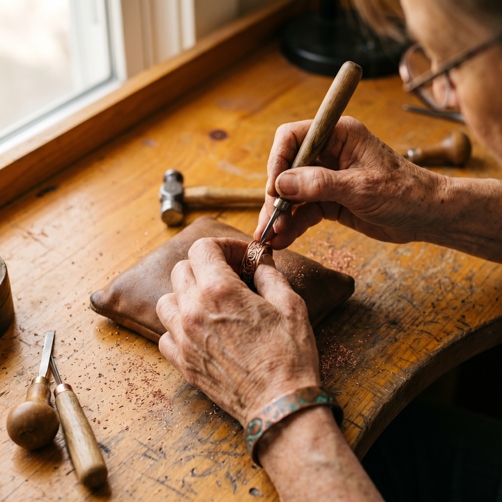 Burr | Scroll-Engraved Copper Ring