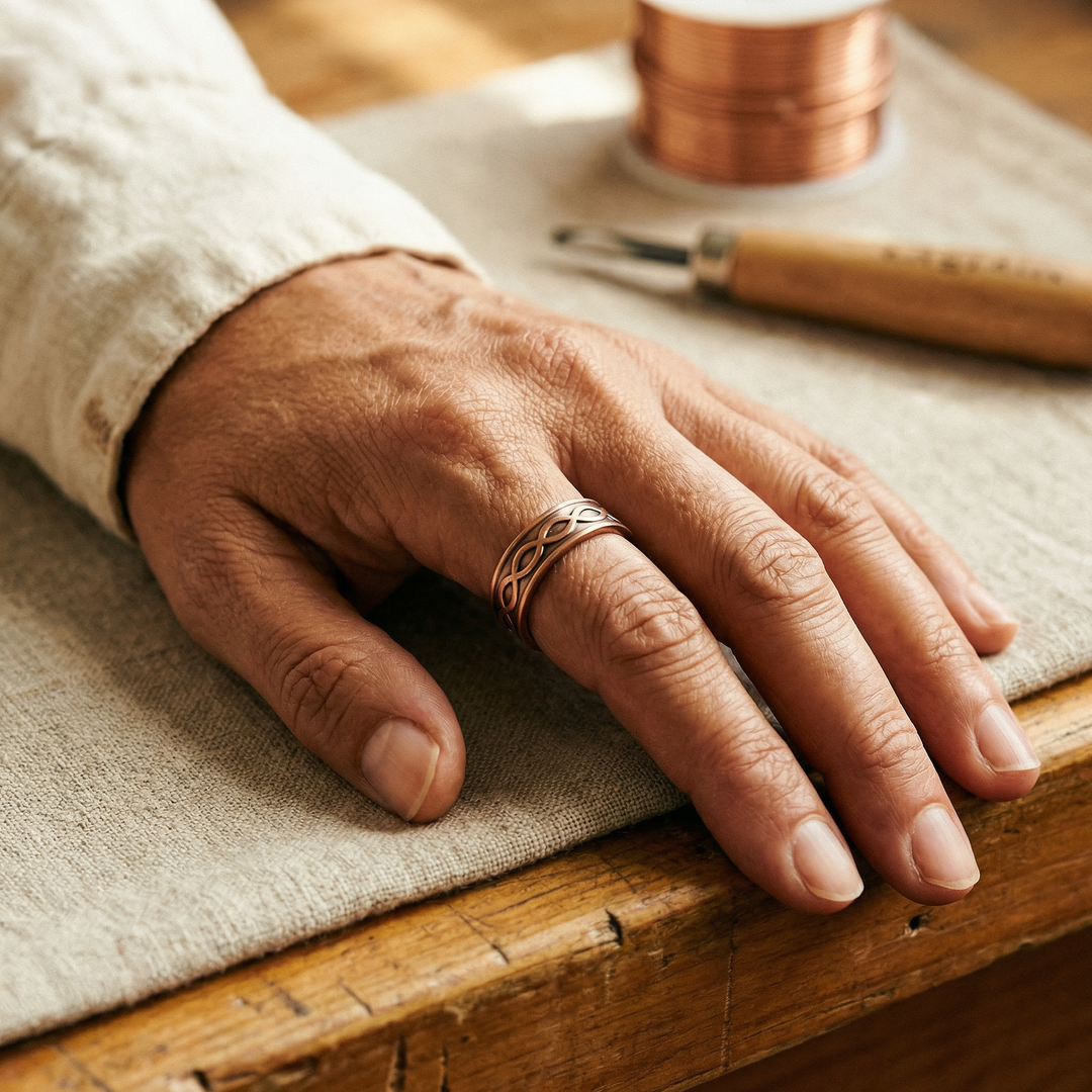 Char | Woven-Pattern Engraved Copper Ring