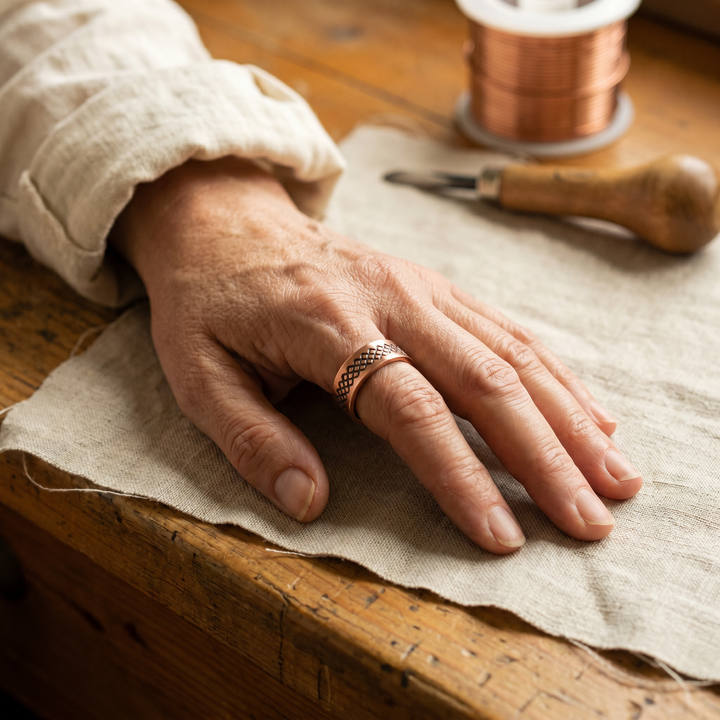 Grid | Lattice Engraved Copper Ring