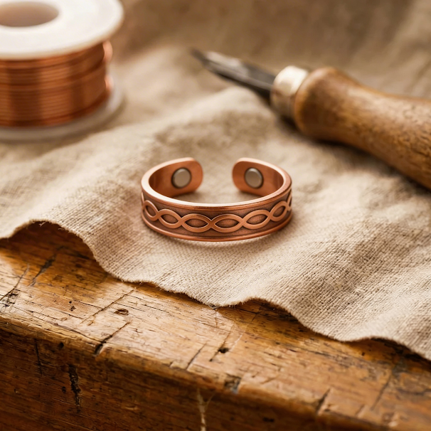 Char | Woven-Pattern Engraved Copper Ring