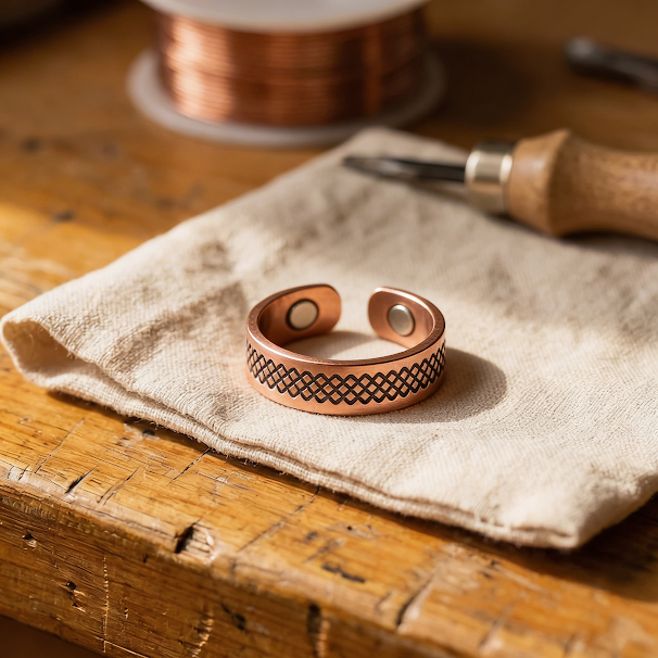 Grid | Lattice Engraved Copper Ring