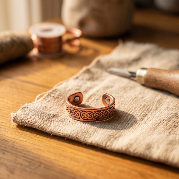 Fen | Jade-Inlaid Copper Ring