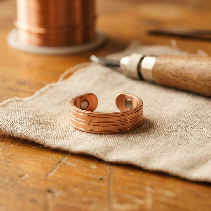 Band | Triple-Groove Engraved Copper Ring