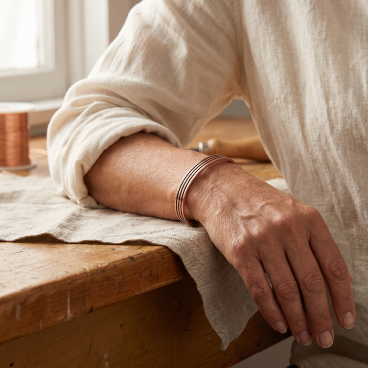 Sage | Five-Line Copper Bangle