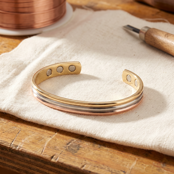 Fell | Three-Tone Striped Copper Bangle