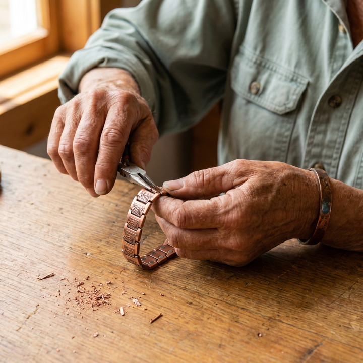 Glen | Wave-Engraved Copper Link Bracelet
