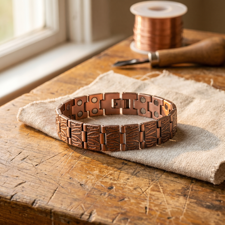 Grit | Feather Pattern Link Copper Bracelet