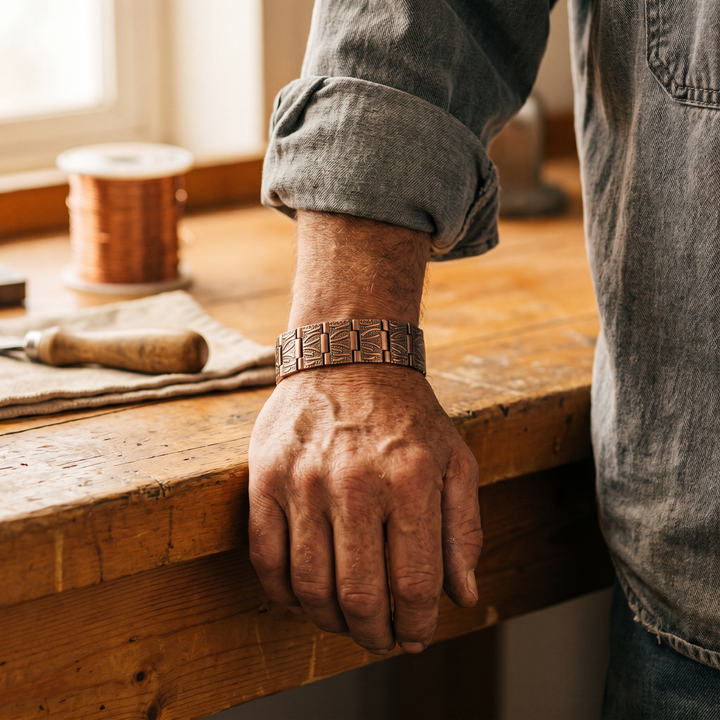 Grit | Feather Pattern Link Copper Bracelet