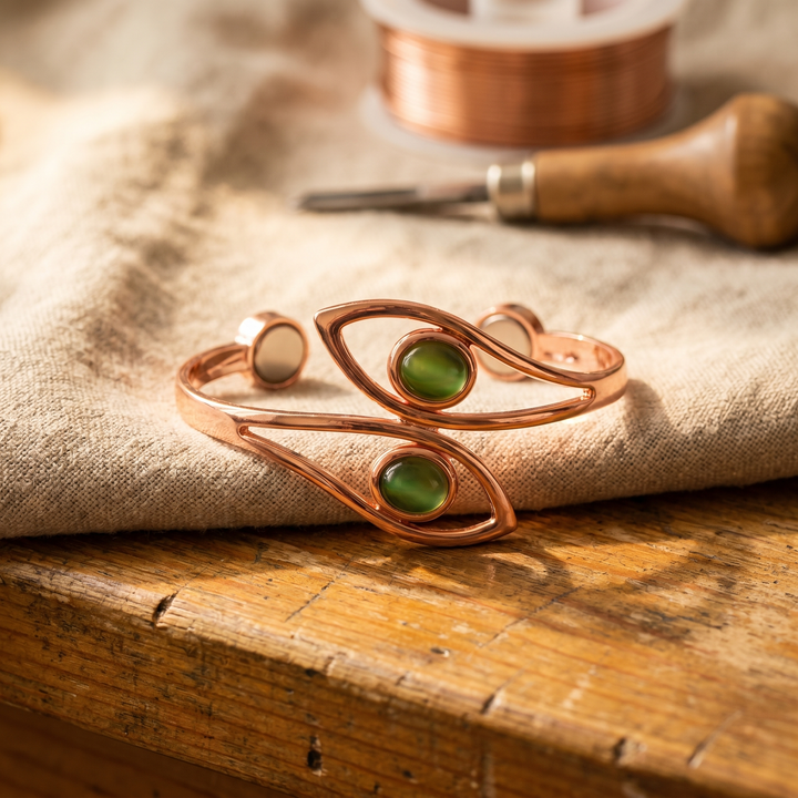 Opal | Green Stone Copper Bangle