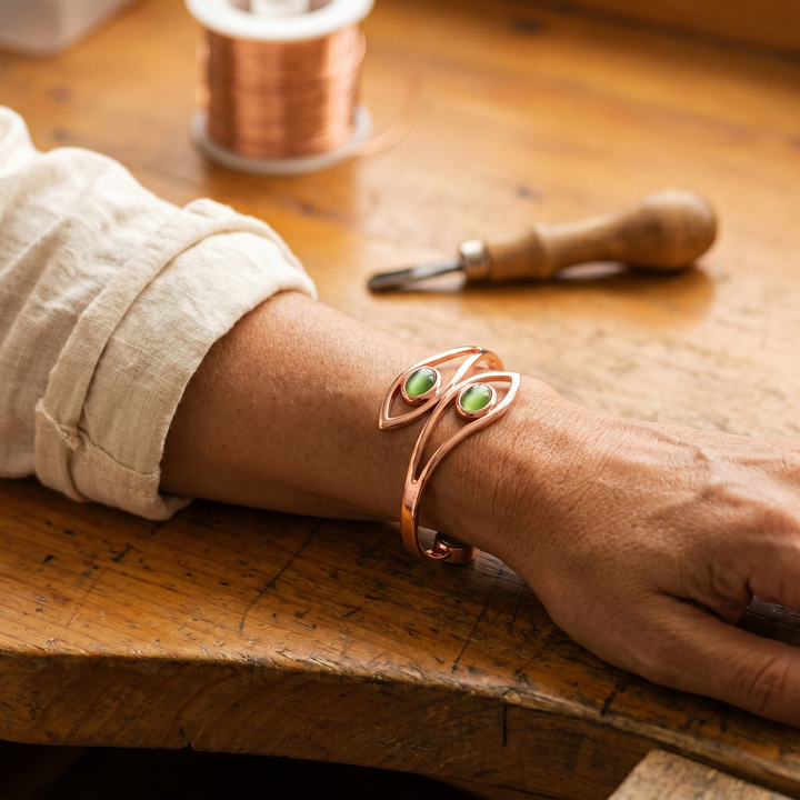 Opal | Green Stone Copper Bangle