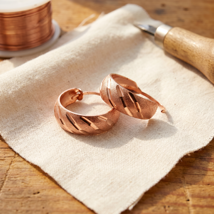 Vale | Diagonal Grooved Copper Hoop Earrings