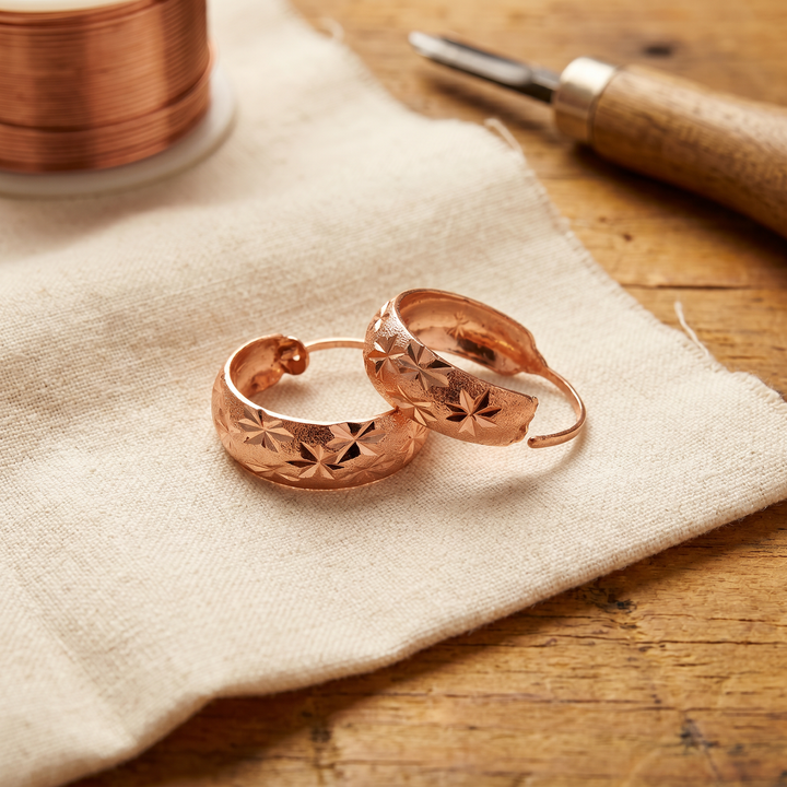 Dew | Star-Engraved Copper Earrings