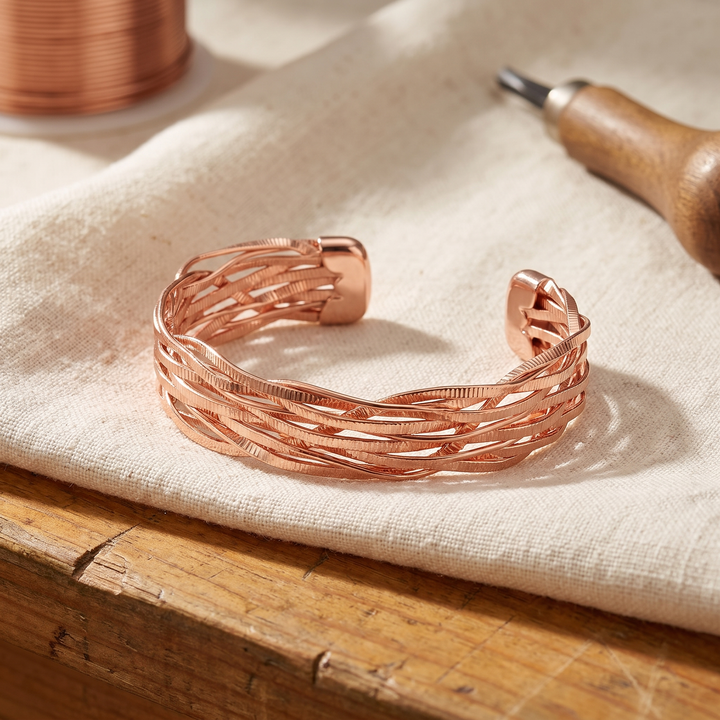 Wisp | Fine Woven Wire Copper Bangle