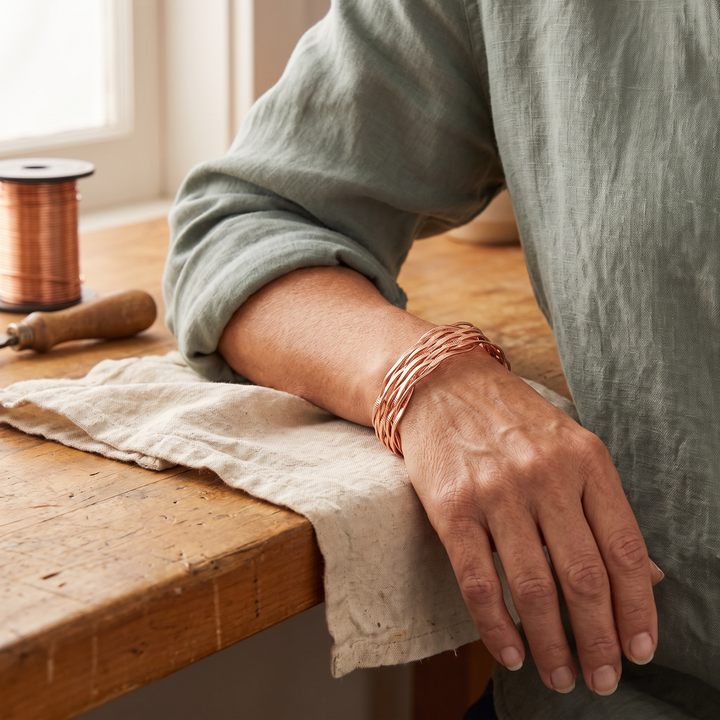 Wisp | Fine Woven Wire Copper Bangle