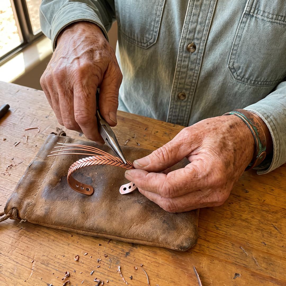 Furze | Herringbone Weave Copper Bangle