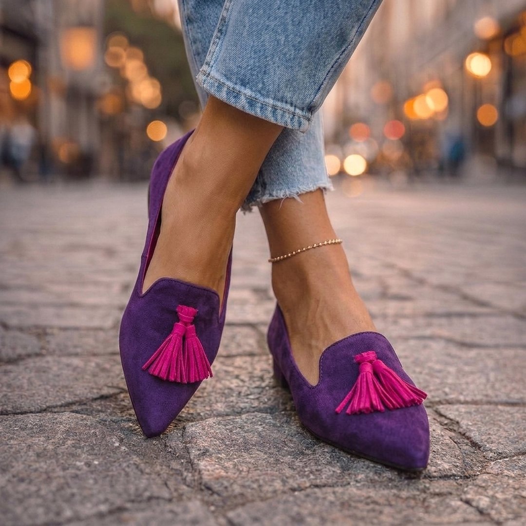 Evelyn | Patterned Pointed-Toe Flats