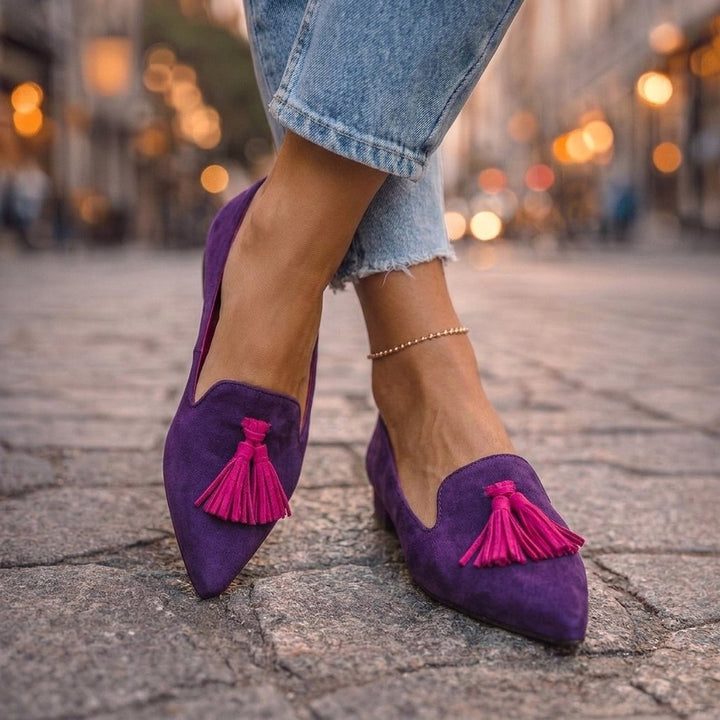 Evelyn | Patterned Pointed-Toe Flats