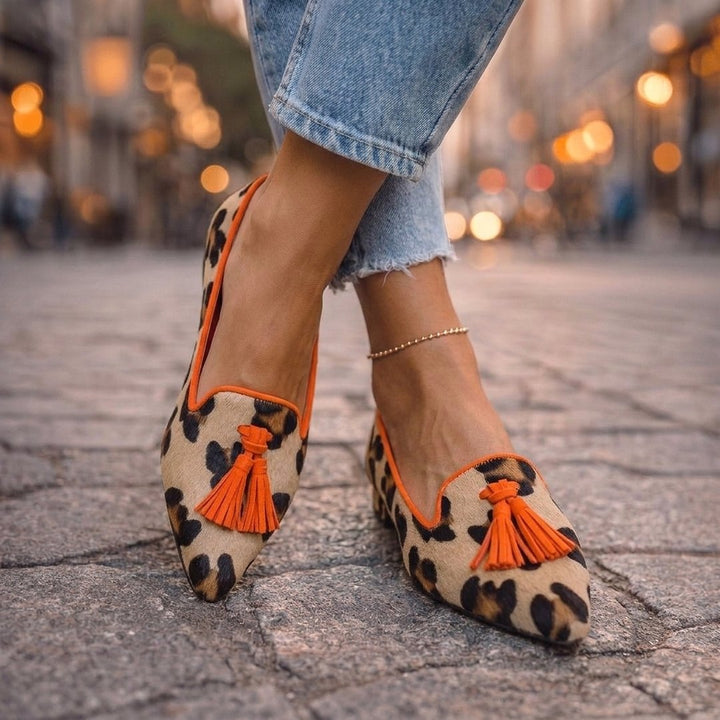Evelyn | Patterned Pointed-Toe Flats