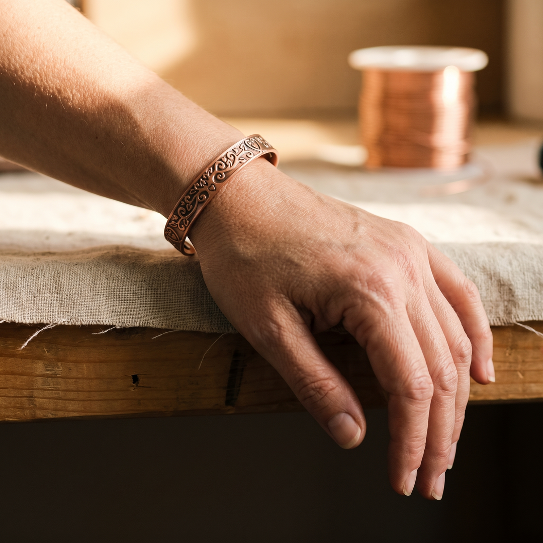 Tide | Flowing Engraved Copper Bangle