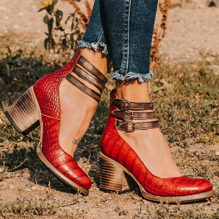 Charlotte | Buckle Block Heels